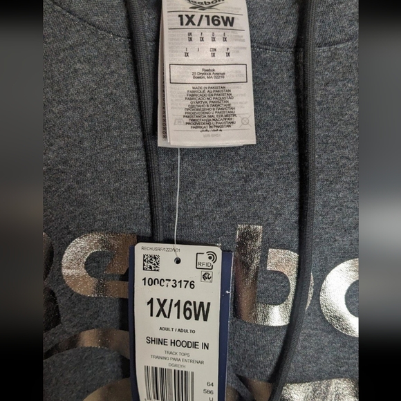 Plus Size Shine Fleece Reebok Hooded Sweatshirt 1X Hoodie - Picture 4 of 5